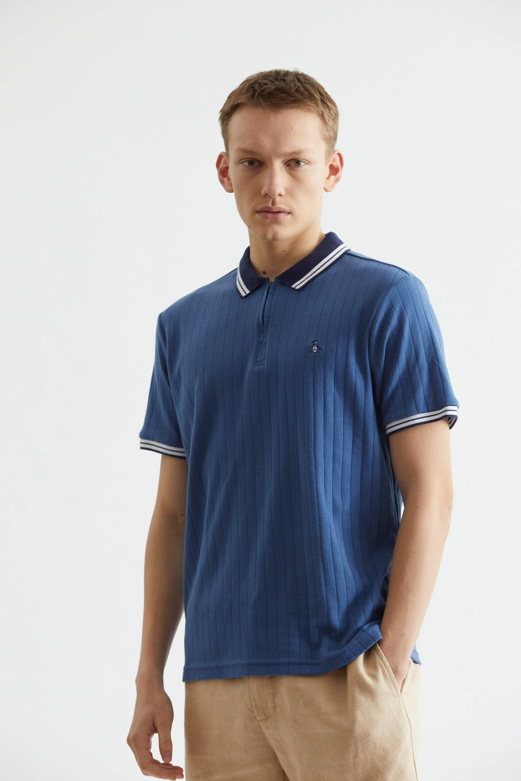 Ss Contrast Zip Retro Polo