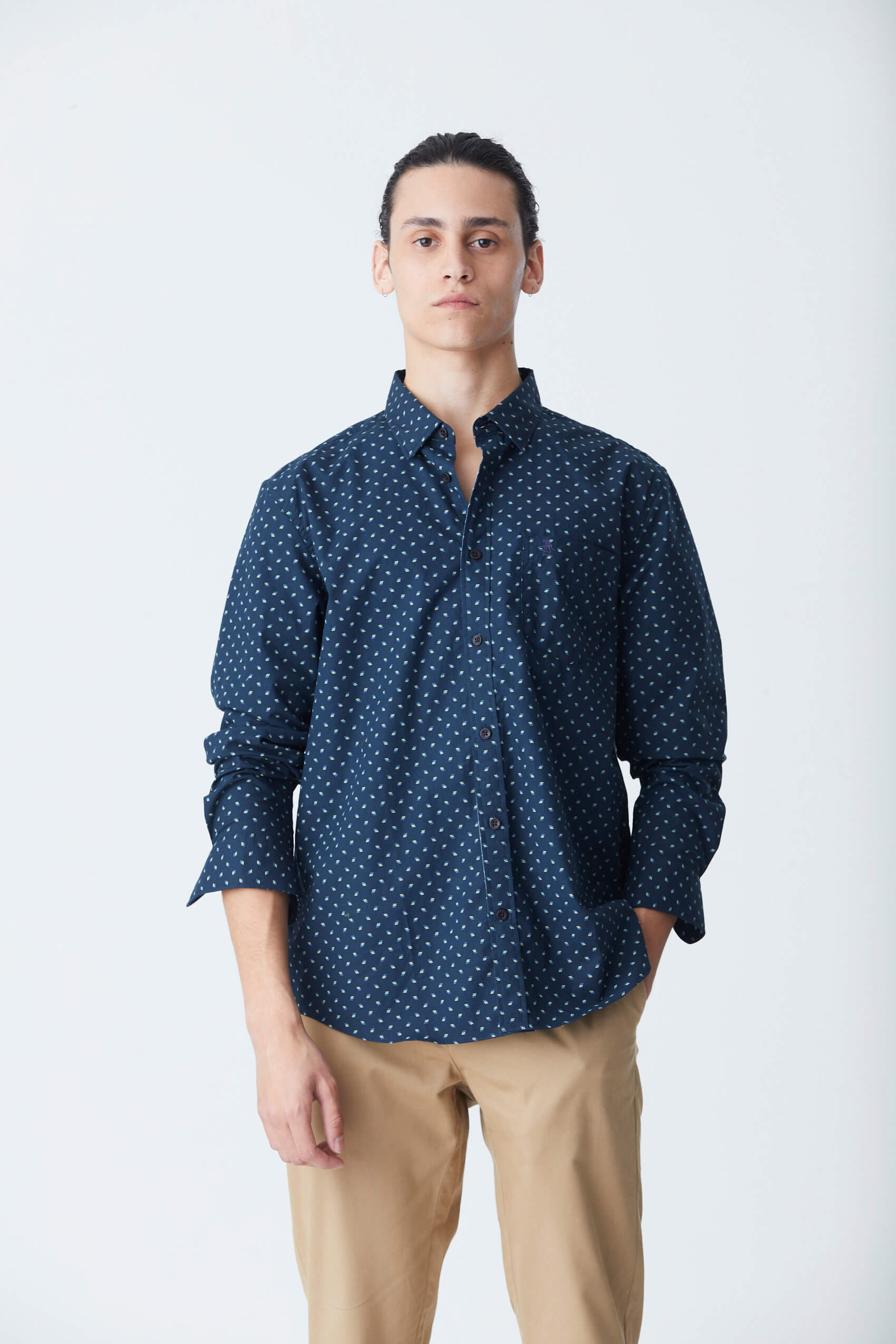 Ls Geo Print Bd W/Pkt Shirt